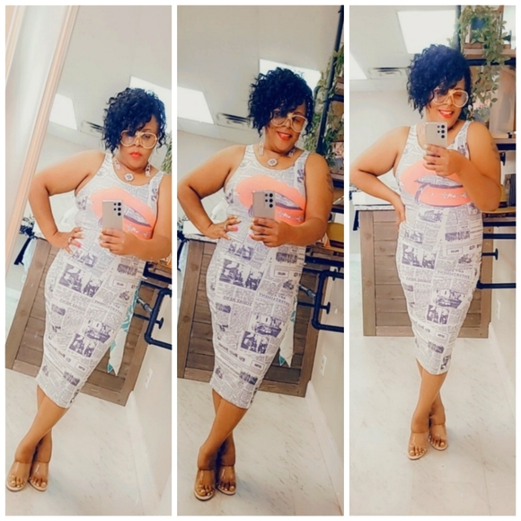 Midi Newspaper Dress - Picture 1 of 2